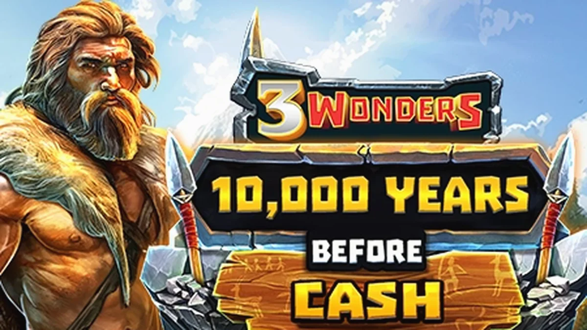 Tampilan layar utama slot 10,000 Years Before Cash dengan tema prasejarah